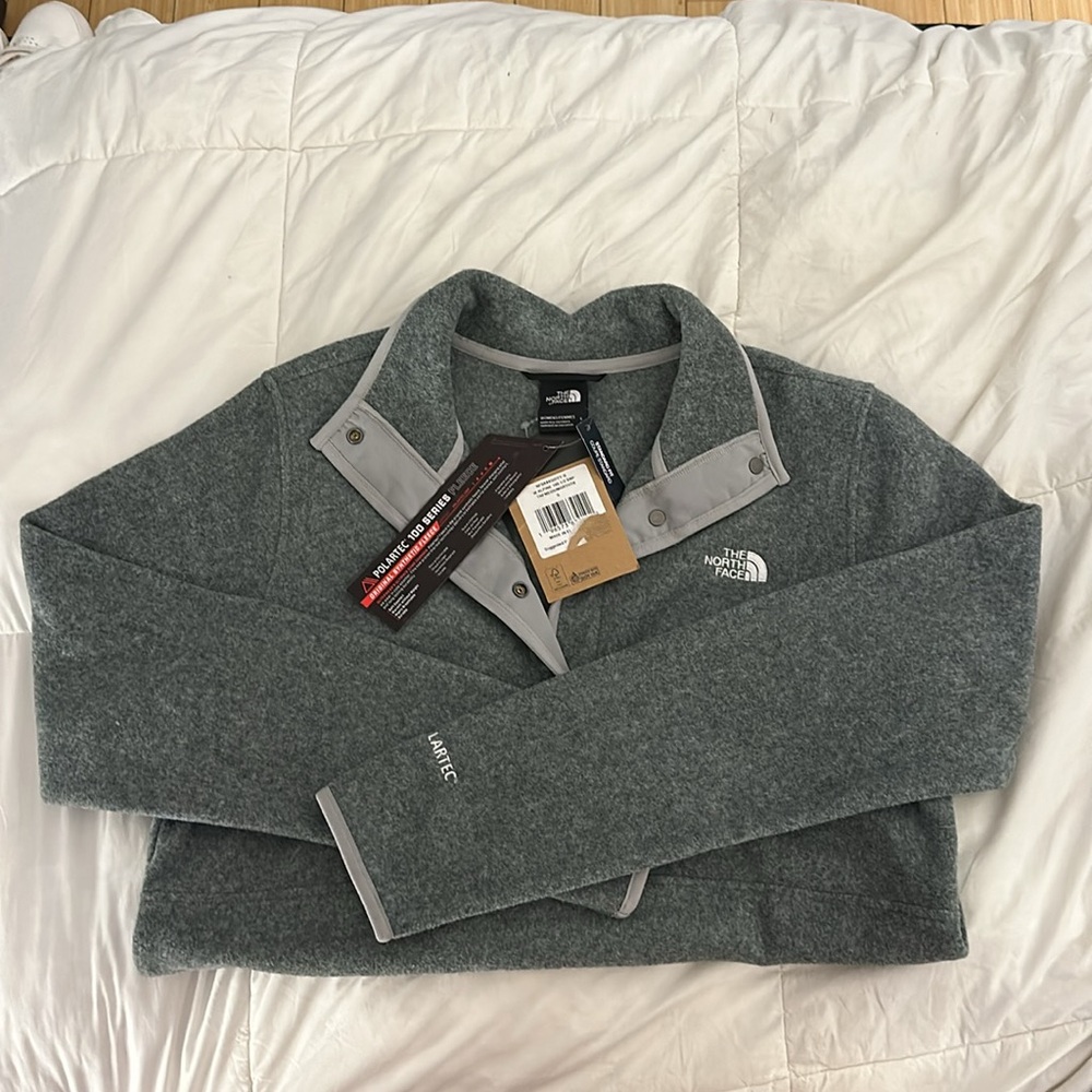 NWT The North Face Alpine Polartec 100 Half-Snap Jacket in Heather Grey - Picture 8 of 10